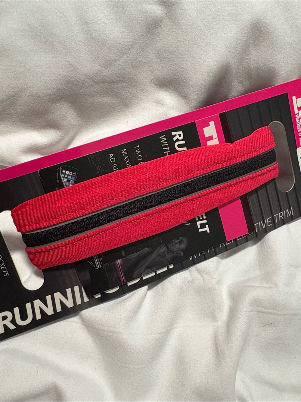 TKO Fuchsia Running Belt with Black Zipper - Picture 3 of 5